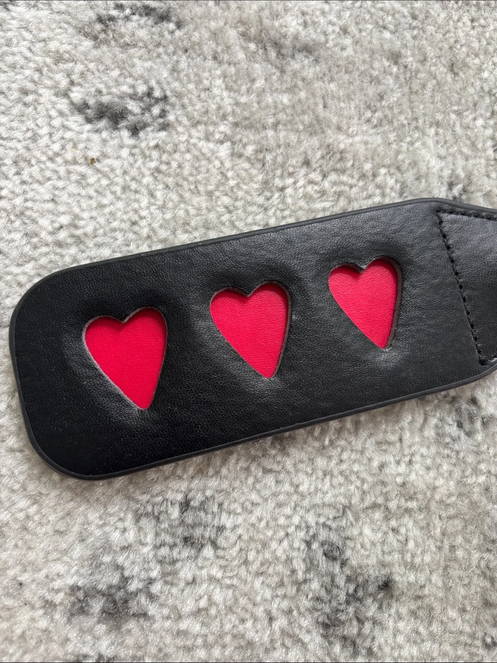 Prop Black Paddle with Red Heart Cutouts - Women Accessories